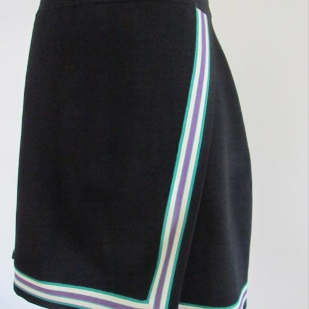 Sandro Paris Elodie Striped Crossover Skirt Noir Stripe Sz M = 2 - Picture 4 of 16